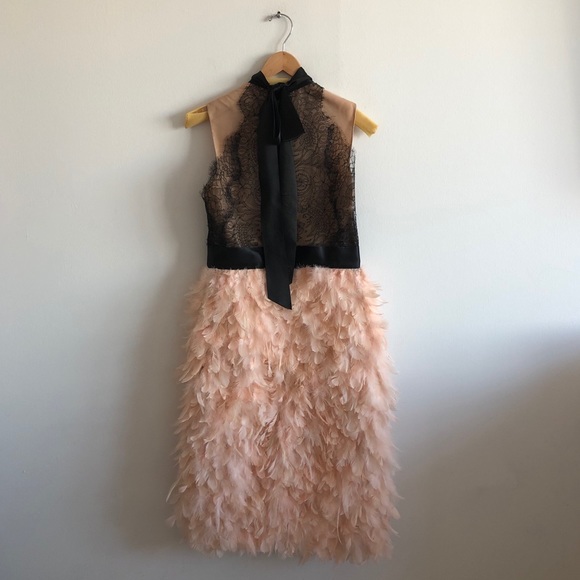 Marchesa Spring ‘16 Lace & Blush Feather Dress - Picture 11 of 16